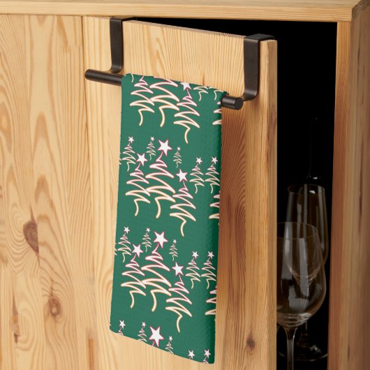Kerstboom + Ster Herhaling Groen Theedoek (Derde Gevouwen)