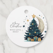 Kerstboom sterren de maan bedankjes labels (Voorkant)