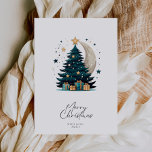 Kerstboom sterren de maan feestdagenkaart<br><div class="desc">Kerstboom sterren de Moon vakantie Kaart</div>