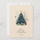 Kerstboom sterren de maan feestdagenkaart (Voorkant)