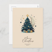 Kerstboom sterren de maan feestdagenkaart (Voorkant / Achterkant)