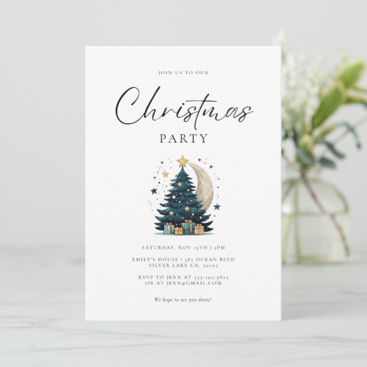 Kerstboom sterren de maan kaart (Staand voorkant)