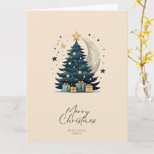 Kerstboom sterren de maan kaart (Gele Bloem)