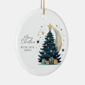 Kerstboom sterren de maan keramisch ornament (Rechts)