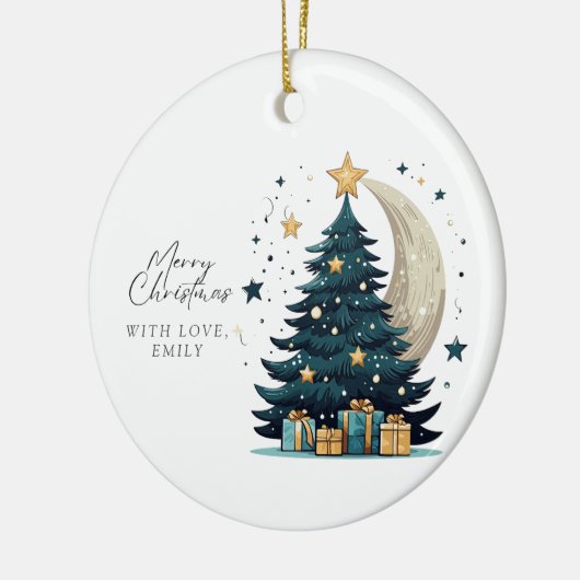 Kerstboom sterren de maan keramisch ornament (Links)