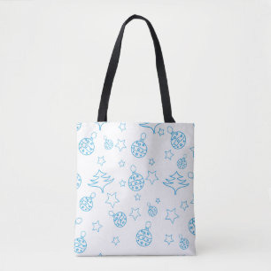 Kerstboom, sterren en ballen - eenvoudig naadloos tote bag