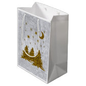 Kerstboom, sterren en maan medium cadeauzakje (Achterkant Gekanteld)