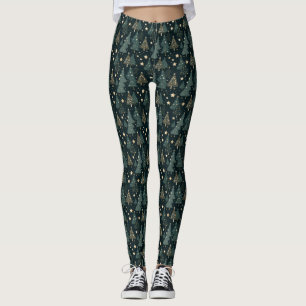 Kerstboom Sterren Goud Groen Patroon Decor Leggings