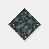Kerstboom Sterren Goud Groen Patroon Decor Servet (Hoek)