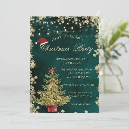 Kerstboom, sterren Groene Kerstmis Bedrijf Partij Kaart (Staand voorkant)
