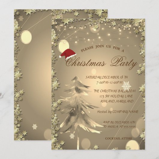 Kerstboom, sterren, kerstfeest kaart (Voorkant / Achterkant)