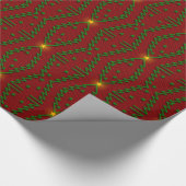 Kerstboom, sterren op rood omslagpapier cadeaupapier (Hoek)