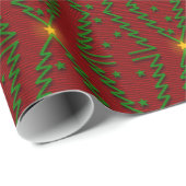 Kerstboom, sterren op rood omslagpapier cadeaupapier (Rol Hoek)