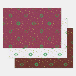Kerstboom Sterren op wit en rood Inpakpapier Vel