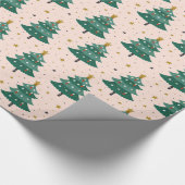Kerstboom sterren vakantie cadeaupapier (Hoek)