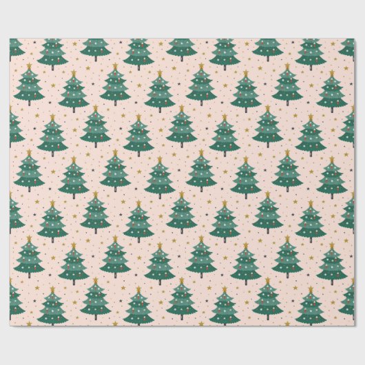 Kerstboom sterren vakantie cadeaupapier (Vlak)