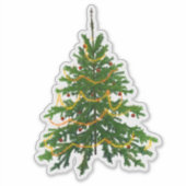 Kerstboom sticker schattig groen klassieke feestda (Voorkant)