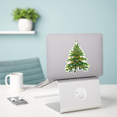 Kerstboom sticker schattig groen klassieke feestda (Laptop op bureau)