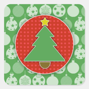 Kerstboom Stickers (vierkant)