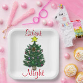 Kerstboom Stille nacht Papieren Bordje (Feest)