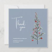 Kerstboom Stoffig Blauw Winter Bruiloft Bedankkaart (Voorkant)