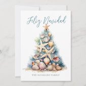 Kerstboom strand Feliz Navidad Feestdagenkaart (Voorkant)