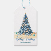 Kerstboom Strand Prettig Kerstfeest Cadeaulabel (Voorkant)