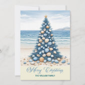 Kerstboom Strand Prettig Kerstfeest Feestdagenkaart (Voorkant)