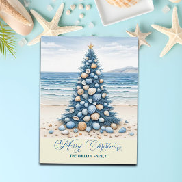 Kerstboom Strand Prettig Kerstfeest Feestdagenkaart