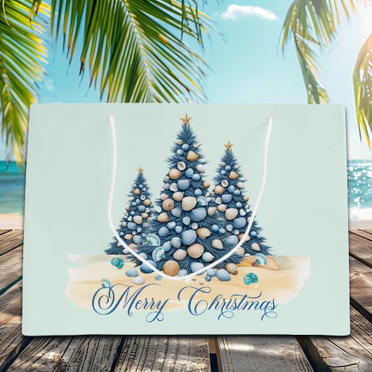 Kerstboom Strand Prettig Kerstfeest Groot Cadeauzakje