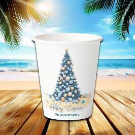 Kerstboom Strand Prettig Kerstfeest Papieren Bekers