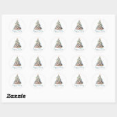Kerstboom Strand Prettig Kerstfeest Ronde Sticker (Vel)