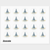 Kerstboom Strand Prettig Kerstfeest Ronde Sticker (Vel)