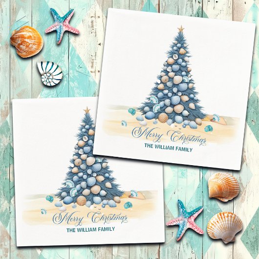 Kerstboom Strand Prettig Kerstfeest Servet