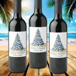 Kerstboom Strand Prettig Kerstfeest Wijn Etiket