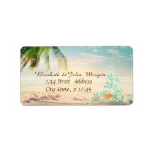 Kerstboom, strand, Starfish, Seastar-feestdag Etiket (Voorkant)