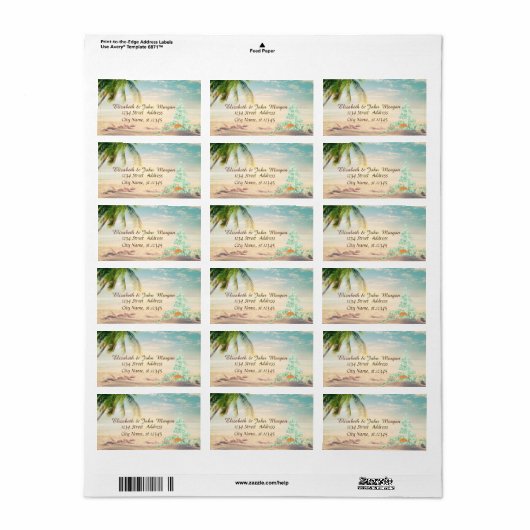 Kerstboom, strand, Starfish, Seastar-feestdag Etiket (Full Sheet)