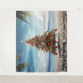 Kerstboom strand vakantie foto achtergrond wandkleed (Voorkant)