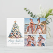 Kerstboom Strandfoto Feestdagenkaart (Staand voorkant)