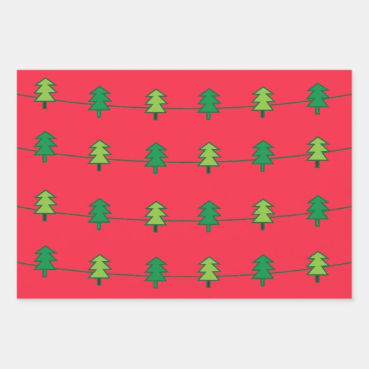 Kerstboom streeppatroon inpakpapier vel (Voorkant 3)