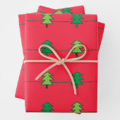 Kerstboom streeppatroon inpakpapier vel (In situ)