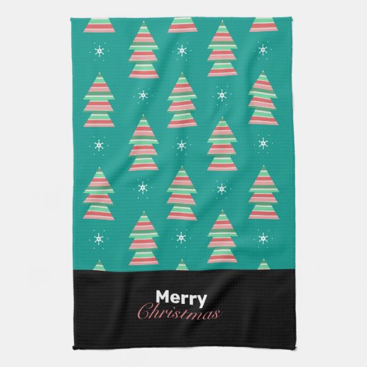 Kerstboom Strepen Patroon Keukenhanddoek (Verticaal)