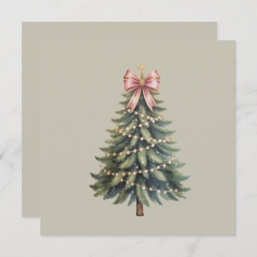 Kerstboom Strik Coquette Kerstmis Feestdagenkaart (Voorkant / Achterkant)
