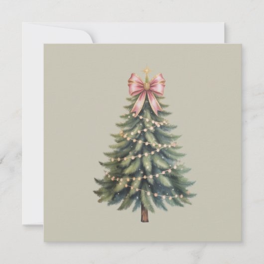 Kerstboom Strik Coquette Kerstmis Feestdagenkaart (Voorkant)