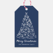 Kerstboom Strikken Navy Kerstmis Cadeaulabel (Voorkant)