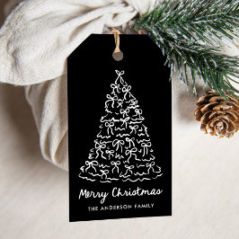 Kerstboom Strikken Zwart Kerstfeest Cadeaulabel