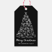Kerstboom Strikken Zwart Kerstfeest Cadeaulabel (Voorkant)