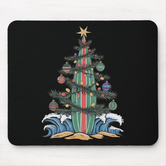 Kerstboom Surfplank _1 Muismat (Voorkant)