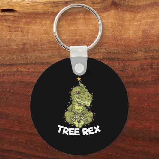 Kerstboom T-Rex Xmas Lights Pun Gift Sleutelhanger (Voorkant)