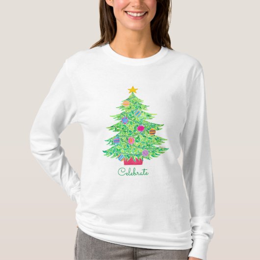 Kerstboom T-shirt met lange mouwen (Voorkant)